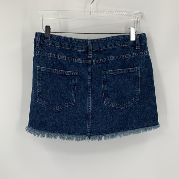 We The Free People Out of the Ordinary denim jean miniskirt raw hem blue new 12 - Picture 3 of 4